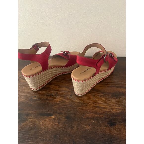 Lucky Brand Red Espadrille Wedge Sandals – Women's Size 8 - Picture 6 of 7